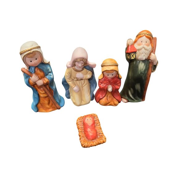Vintage Ceramic Nativity Scene Figurines  Set Of 5 - Picture 2 of 10